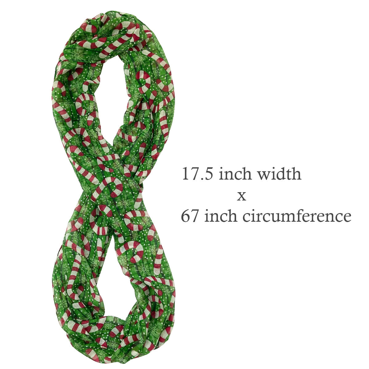 Wrapables Women's Lightweight Winter Holiday Christmas Scarf, Candy Canes Green