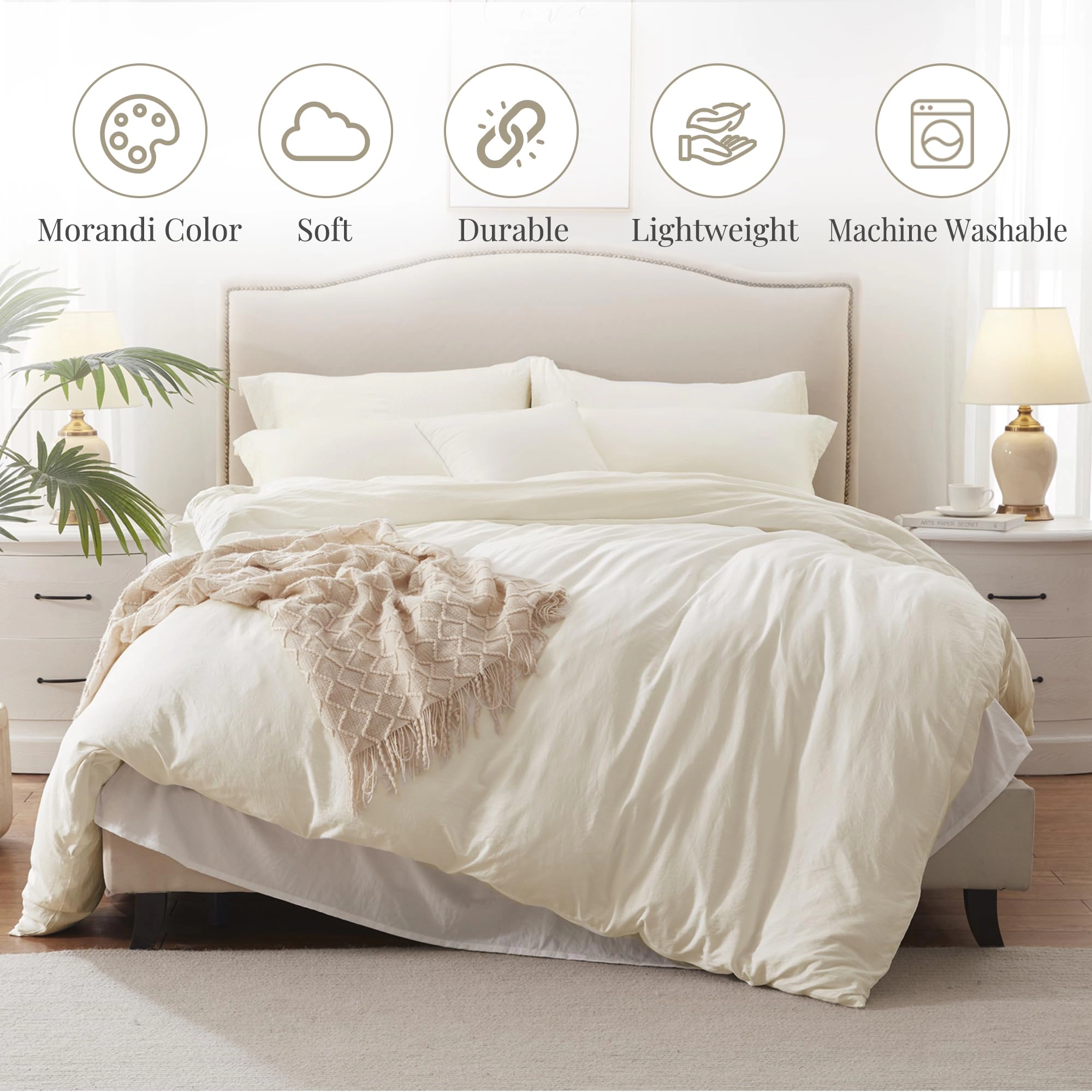 PUPWE Duvet Cover Cal King Ultra Softforter Set 3 Khaki
