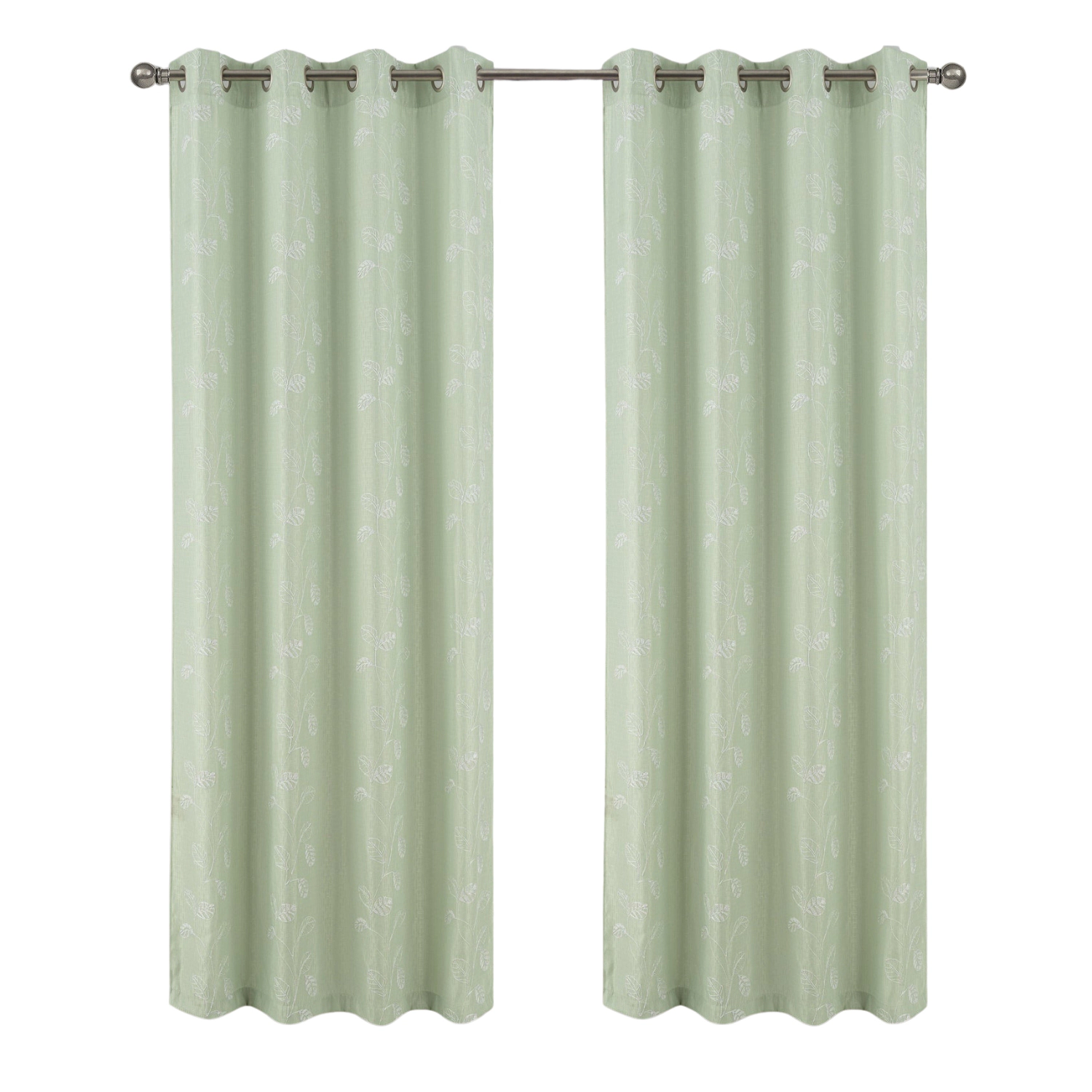 RT Designers Collection 100% Polyester 140 GSM Reed Embroidered Grommet Curtain Panel 54" x 84