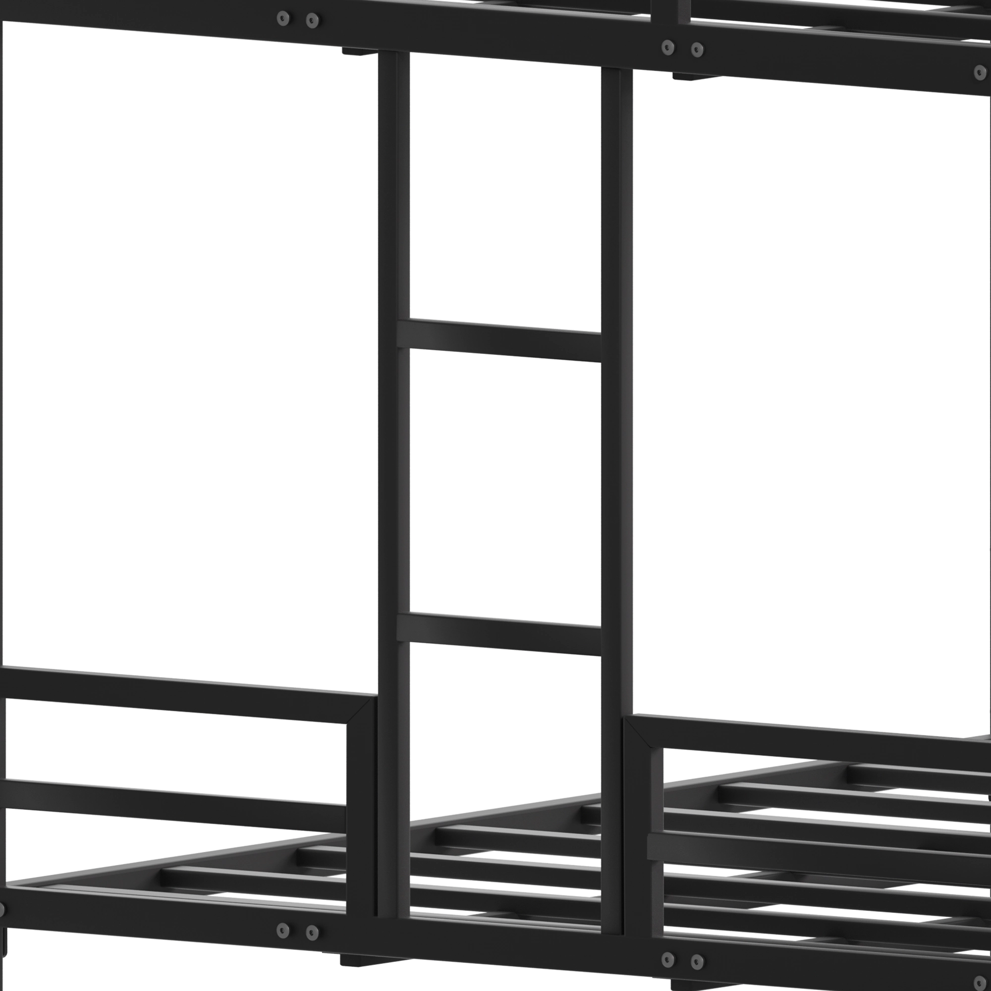 Flynama Queen Bunk Bed with Full-Length Guardrail & Ladder, Metal Frame, Black