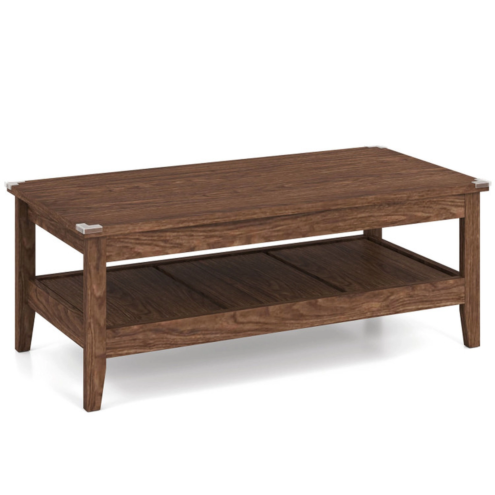 SUGIFT Farmhouse Rustic Coffee Table with Thickened Tabletop 110-lb Tabletop Capacity 22-lb Shelf Capacity Walnut/Blue