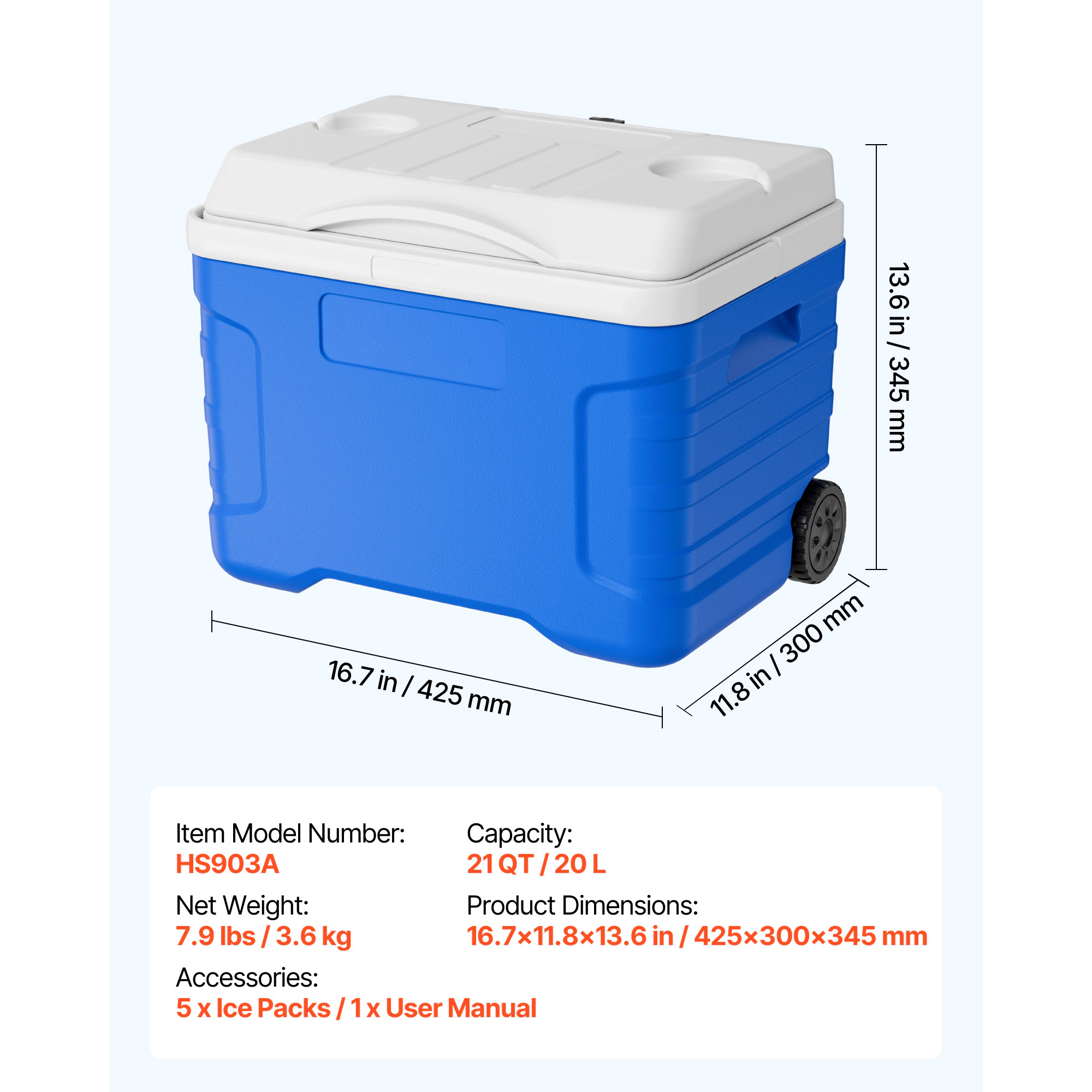 HONGGE Portable Cooler with Ice Retention for Picnics