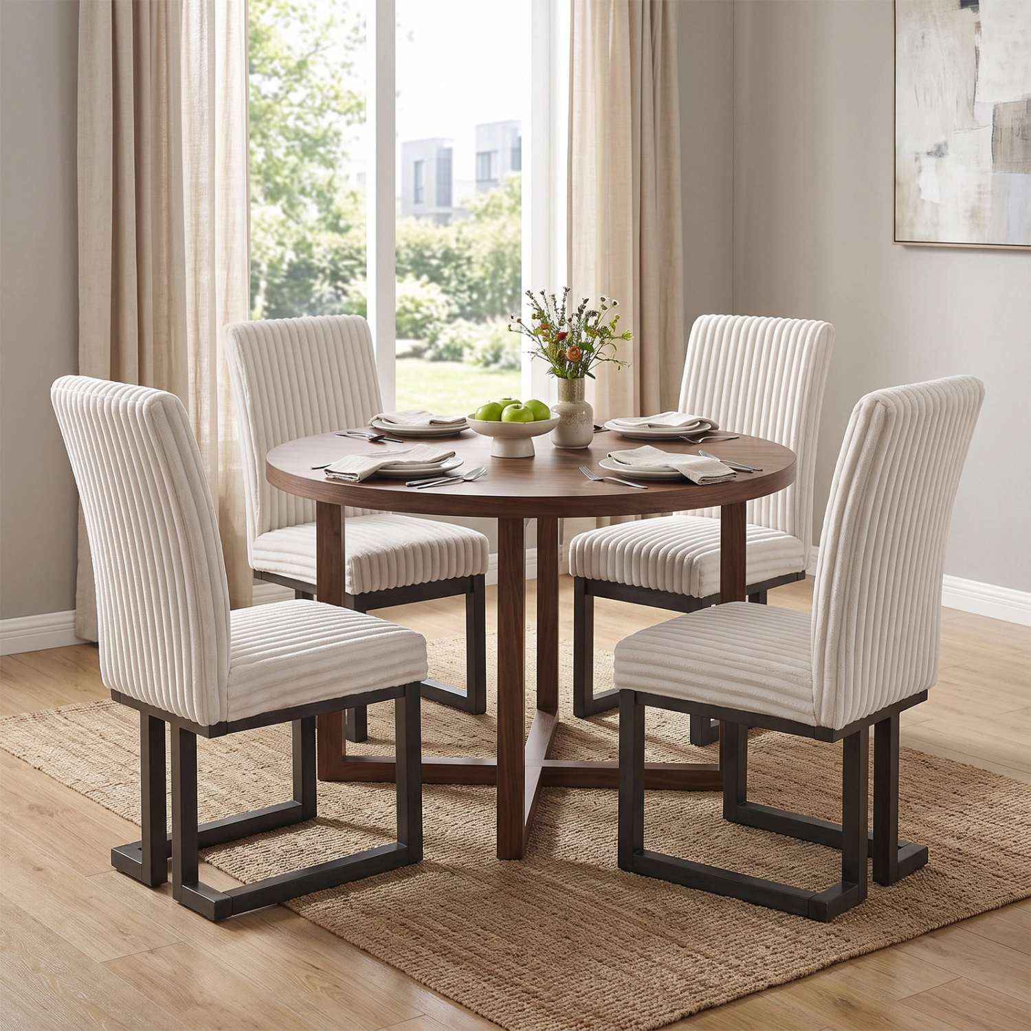LJG Upholstered Dining Chairs Set of with Rubber Wood Legs and Padded Seat for Room