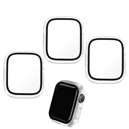 Qixxronics 3 Pack for Apple Watch Series 10 42mm Case Built-in Tempered Glass Screen Protector