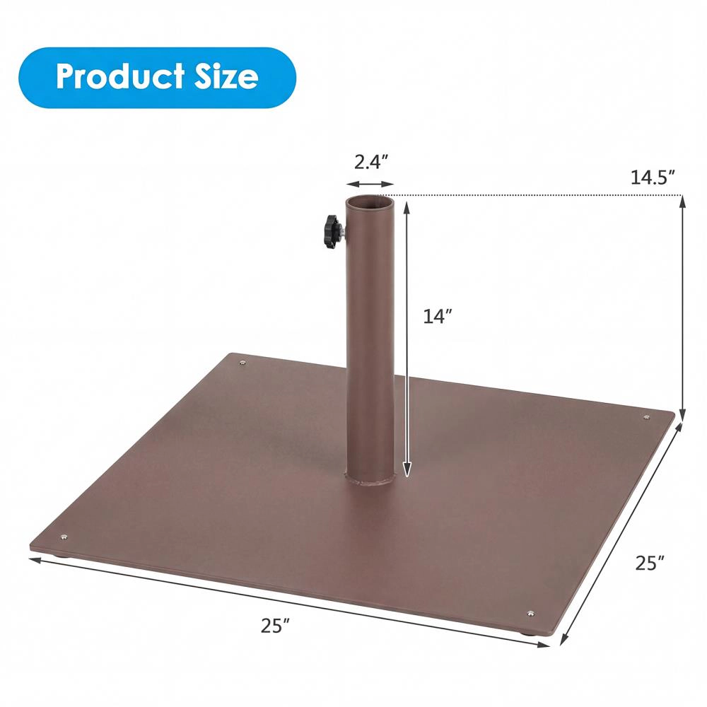 Hivvago 25 Inch Square Patio Umbrella Base 42 Lbs Weighted