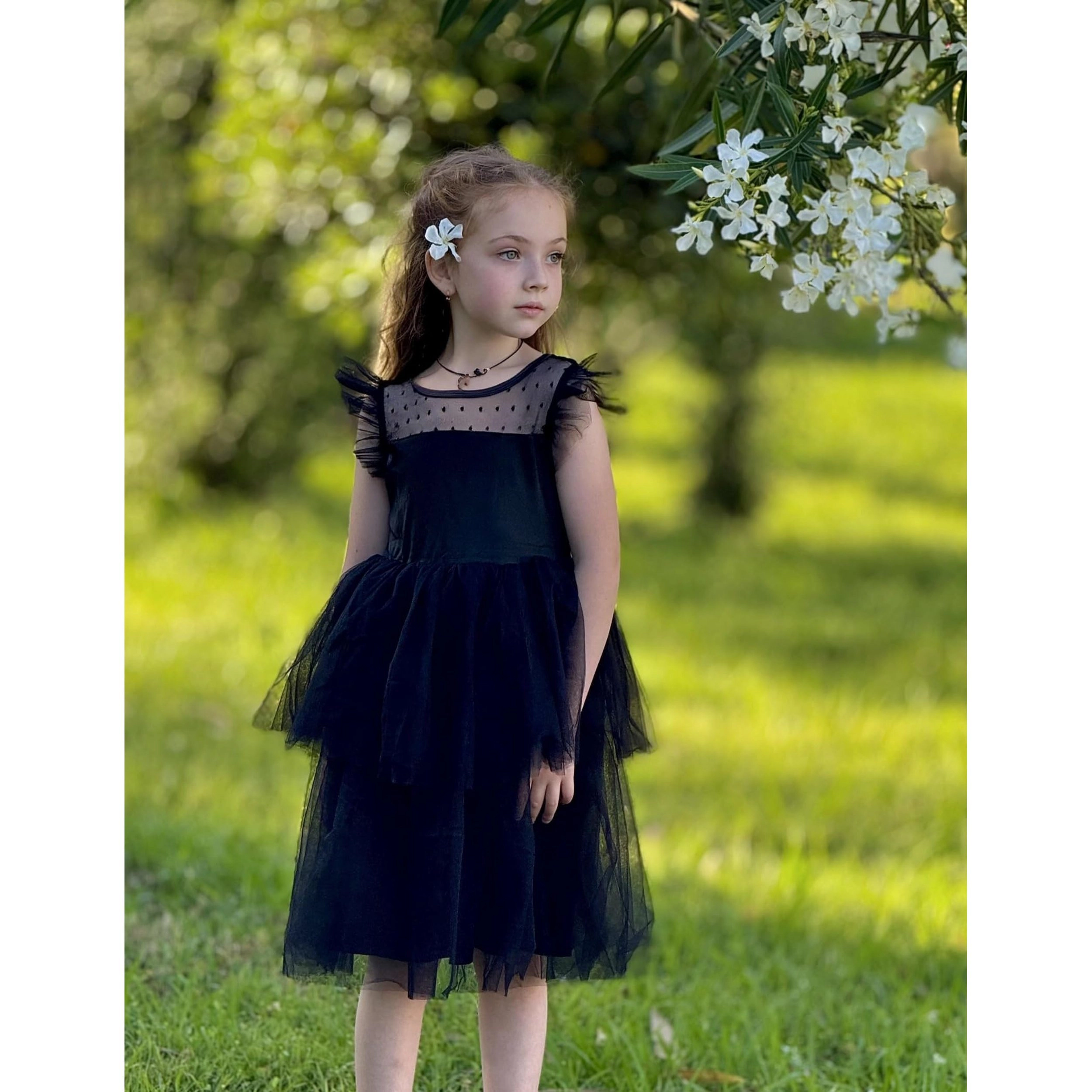 Arshiner Toddler Girls Tutu Sundress Ruffle Sleeve Double Fluffy Tiered Tulle Summer Dresses