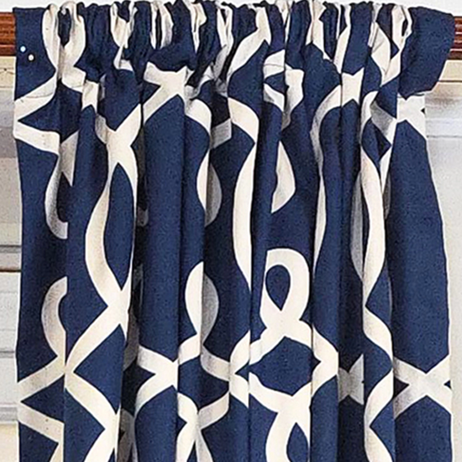RLF Home Oblique 100% Cotton Rod Pocket Window Curtain set of 2 Panels 100" x 84" Navy