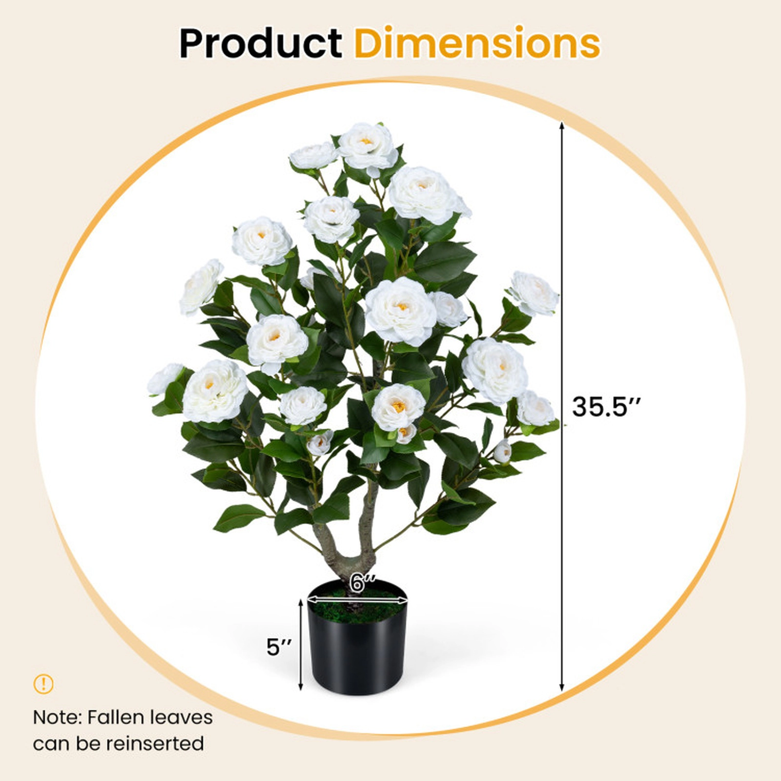 SUGIFT Set of 2 35.5-in White Artificial Camellia Trees with Faux Flowers and Cement-Filled Pots