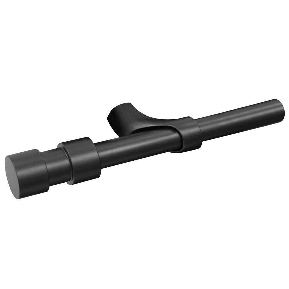 Thermaplus Patented Blackout Curtain Rod Double Cap Finial Extendable 36" to 72" Black