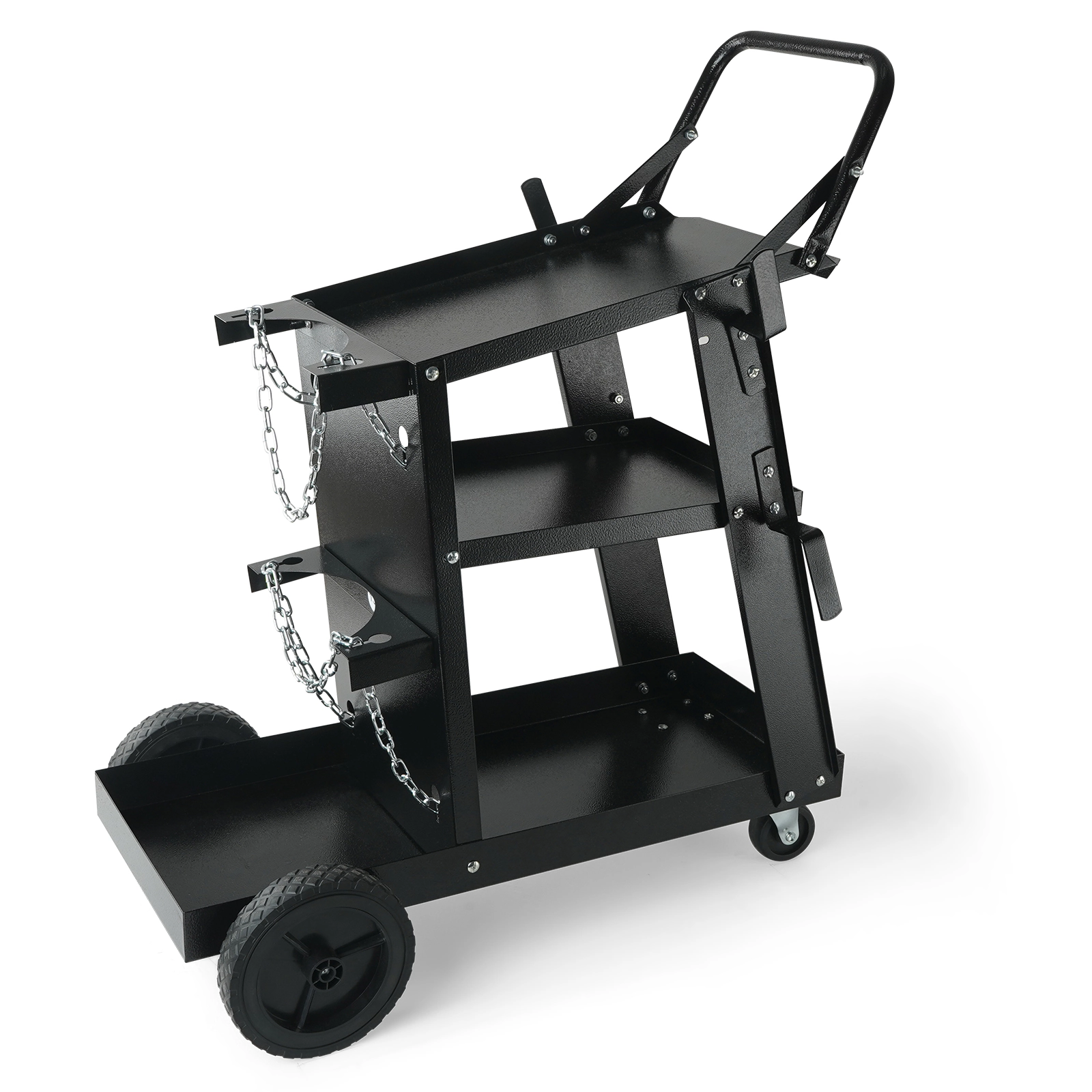 HONGGE 3-Tier Welding Cart, 400 lbs Capacity, Dual Gas Cylinder Storage with Safety Chains for MIG TIG Welders