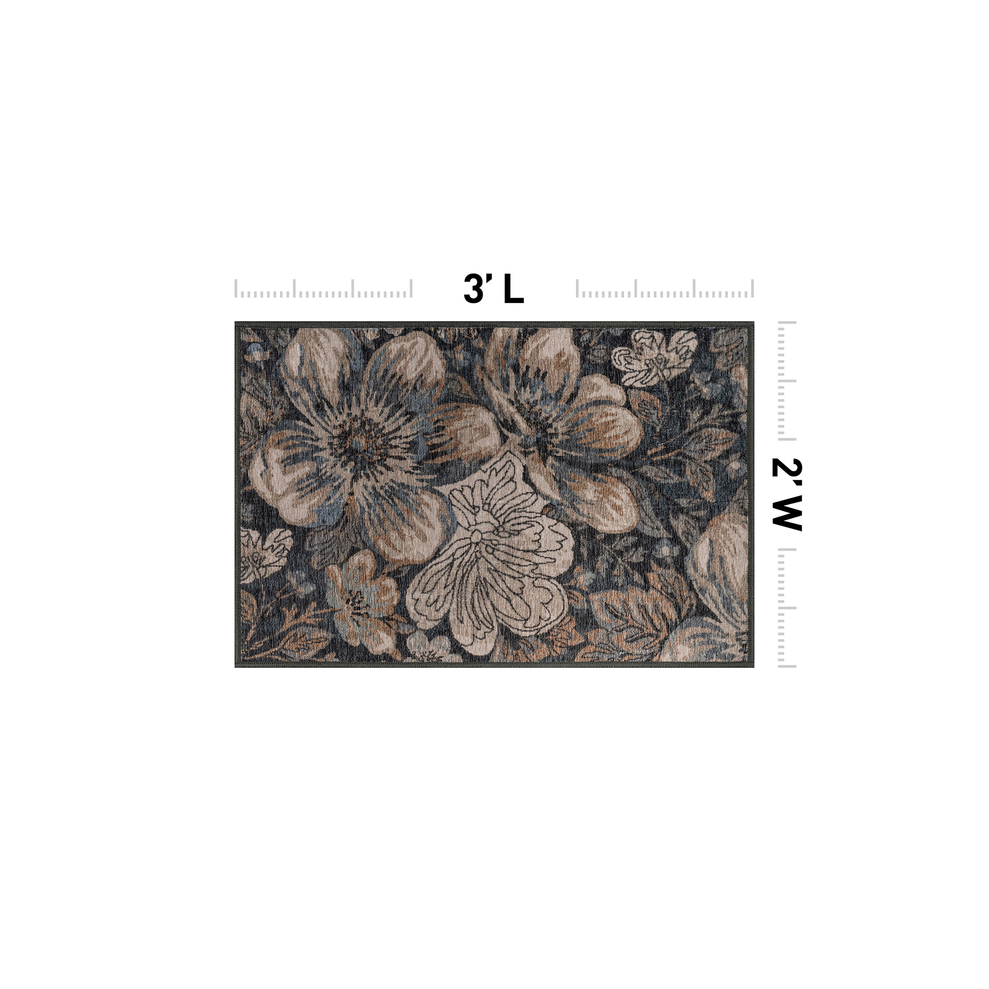 World Rug Gallery Botanical Bloom Machine Washable Indoor Area Rug