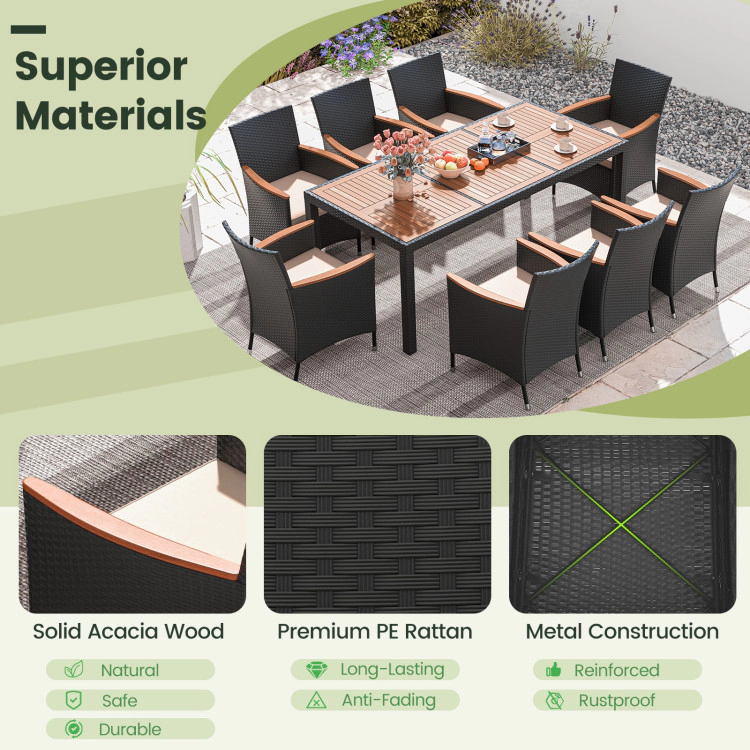Hivvago 9 Pieces Outdoor Dining Set With Acacia Wood Tabletop