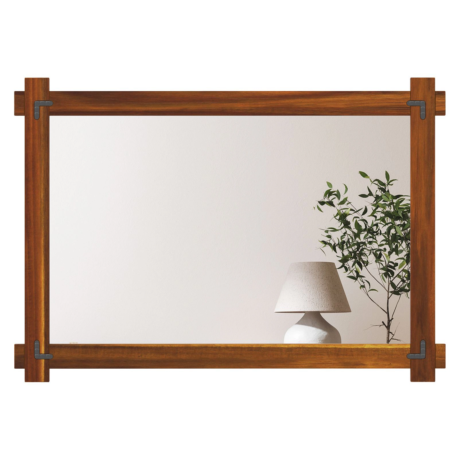 SlickBlue 30 x 20 Inch Rustic Wood Wall Mirror Rectangle Mirror for Bedroom Living Room