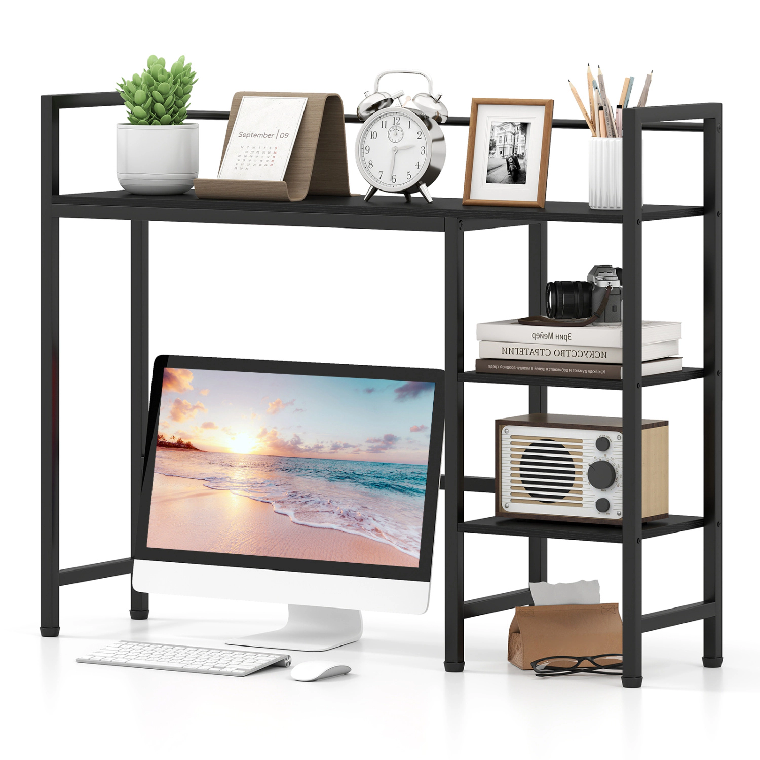 LJG Desktop Bookshelf 38.5" W with Storage Display Rack for Home Office