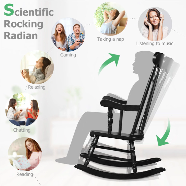 Hivvago Rocking Chair With Solid Wooden Frame For Garden And Patio