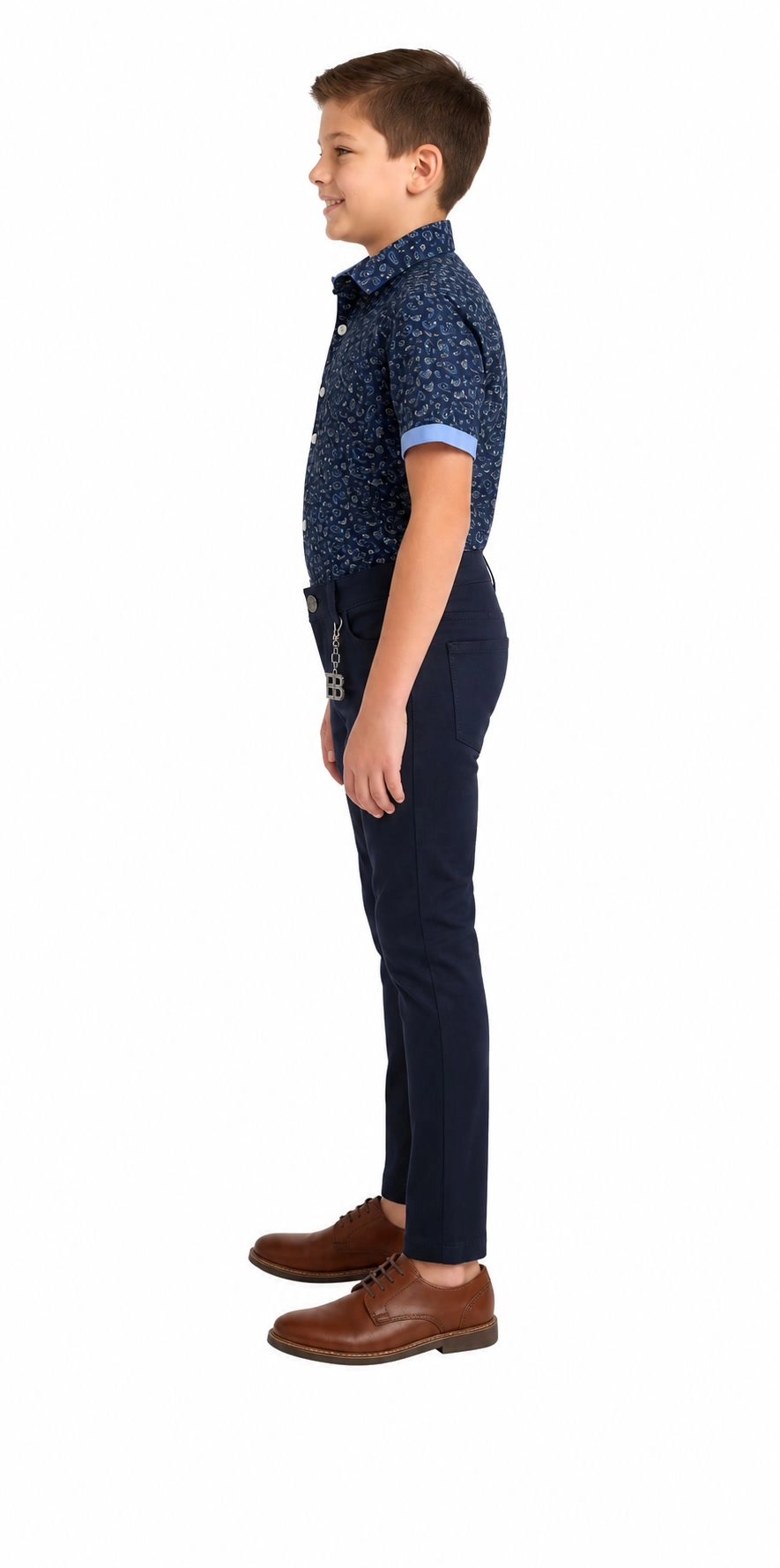 Elie Balleh Boys Slim Fit Paisley Short Sleeve Shirt