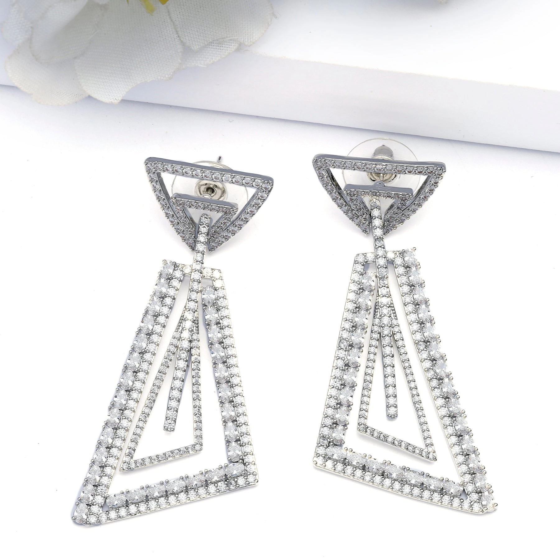 AGP PARIS Womens Shimmering Geometric Drop Earrings