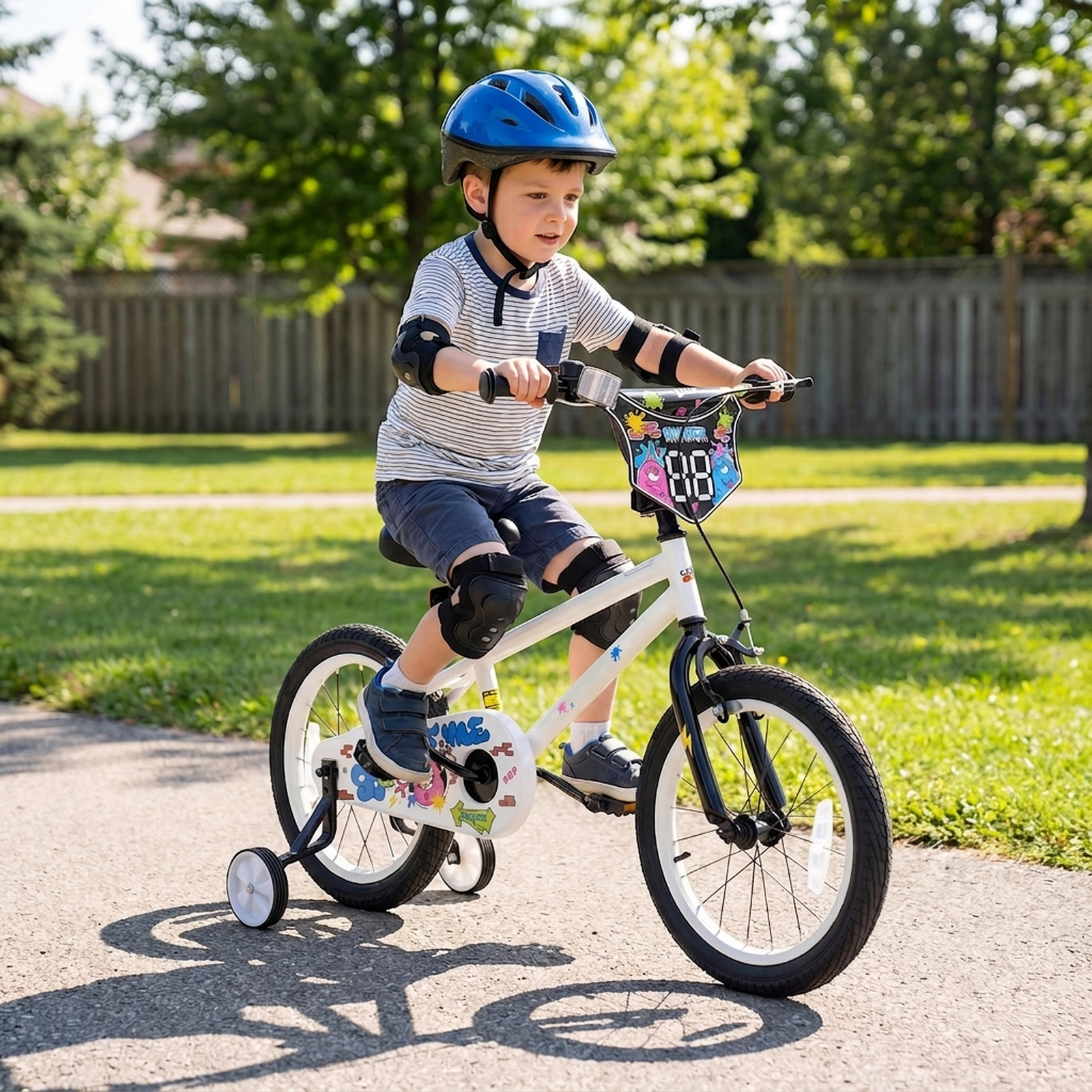 SUGIFT 16-Inch Kids Bike with Training Wheels 110-lb Capacity Ages 4-7 Years White