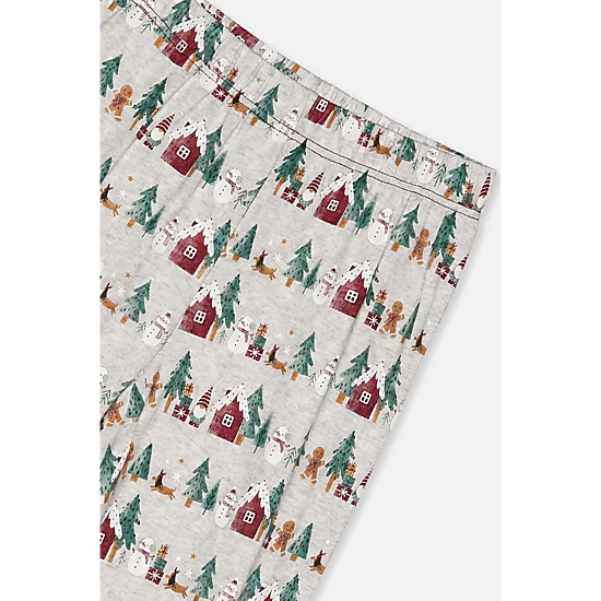 Deux par Deux Womens Two Piece Holiday Print Christmas Pajama Top and Pants Set