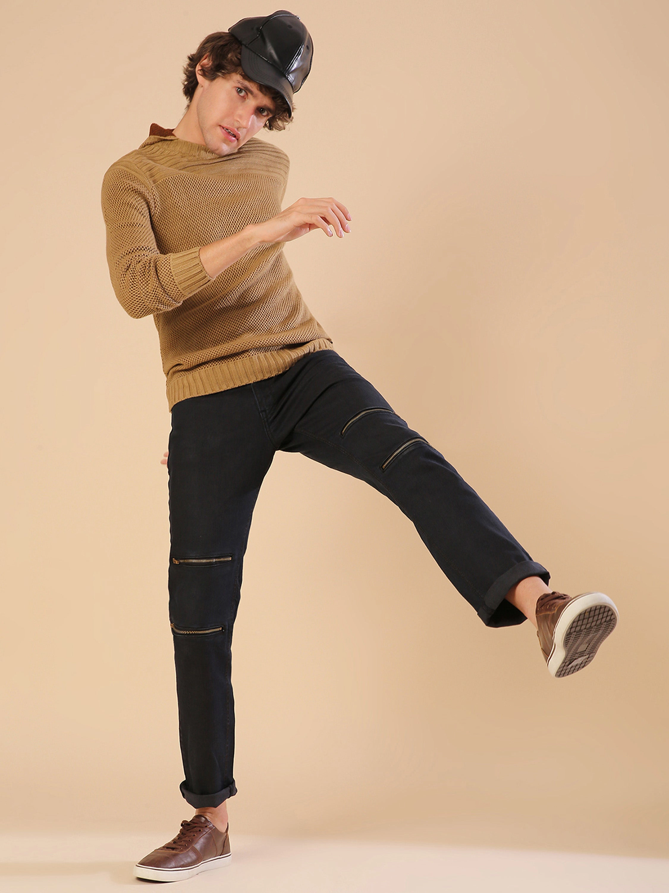 Campus Sutra Men's Solid Full Sleeve Stylish Casual Sweaters