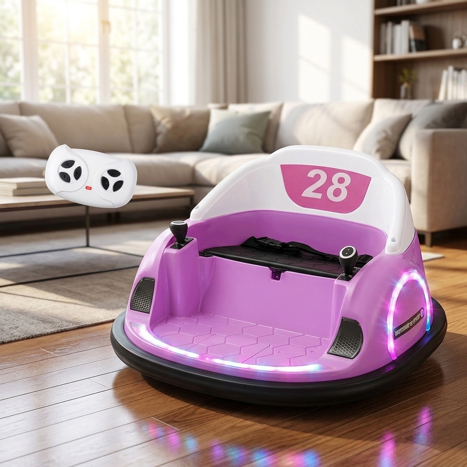 12V Bumper Car for Toddlers 18+ Months with Remote Control 3-Speed Battery Indicator and 360-Degree Spin Ride On Toy