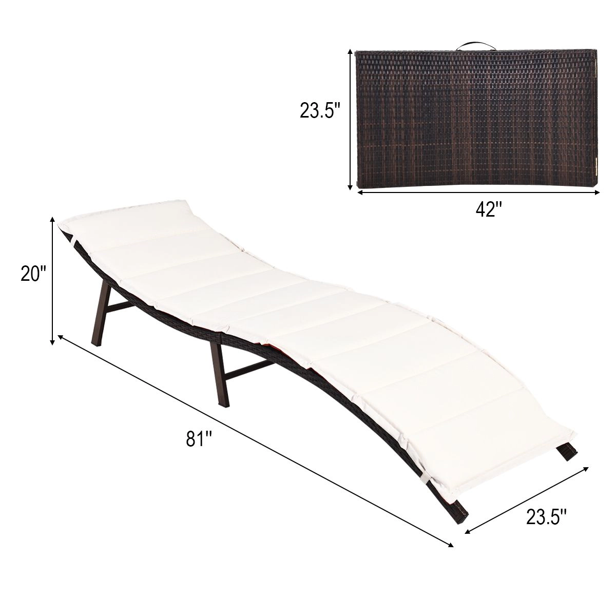 SlickBlue Folding Patio Chaise Lounge with Reversible Cushion