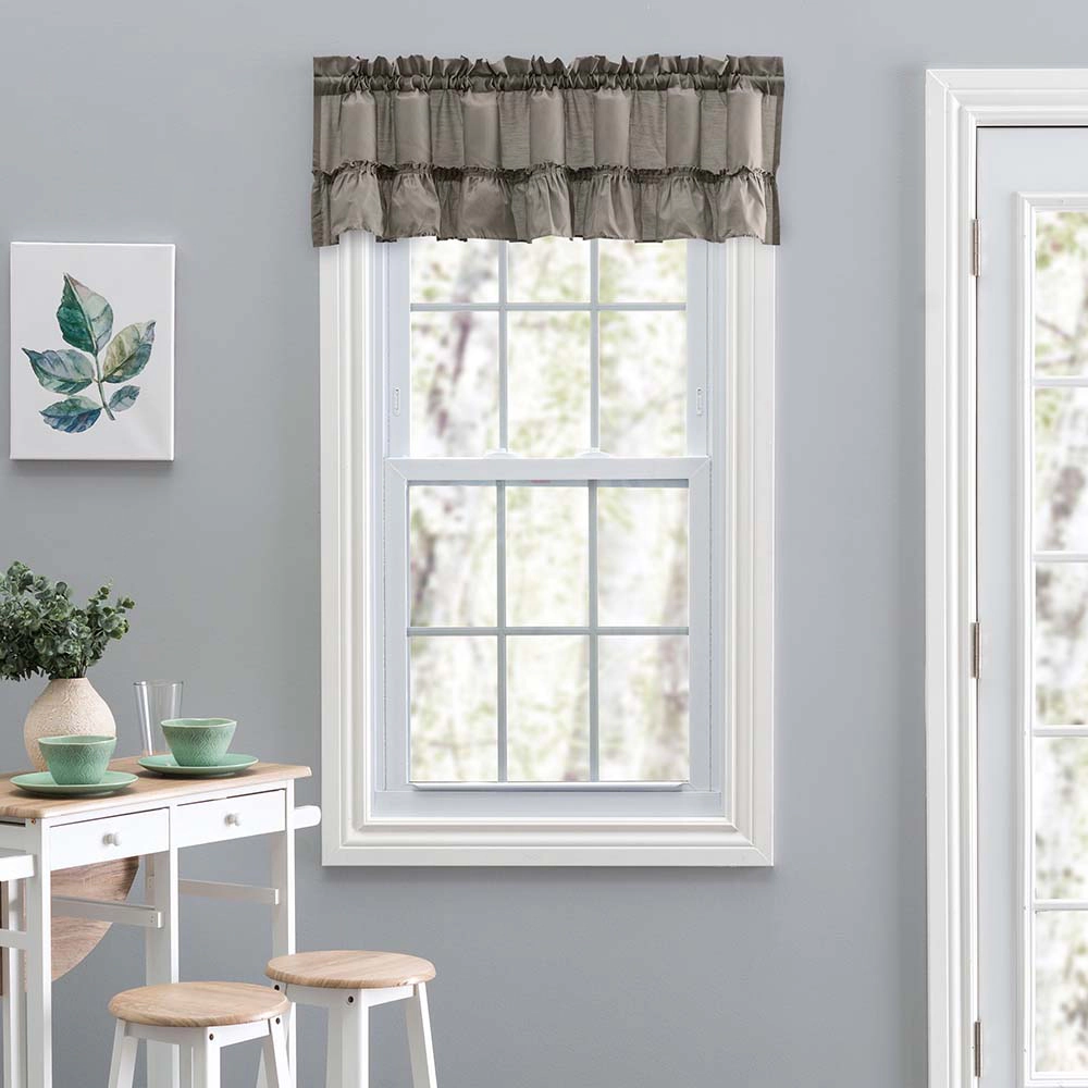 Ellis Stacey 1.5" Rod Pocket High Quality Fabric Solid Color Window Ruffled Filler Valance 54"x13