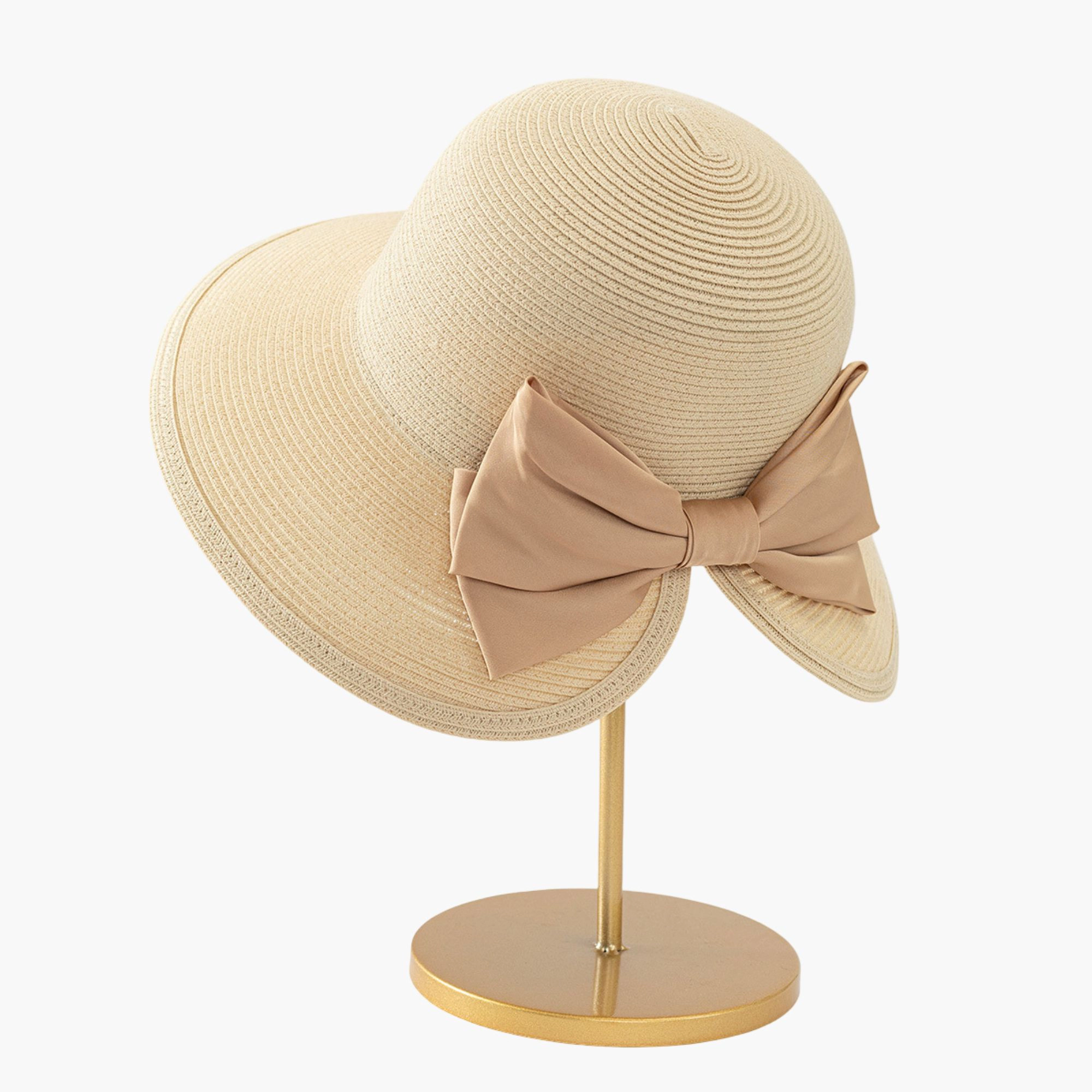 Anna-Kaci Womens Elegant Straw Sun Hat with Soft Bow Detail