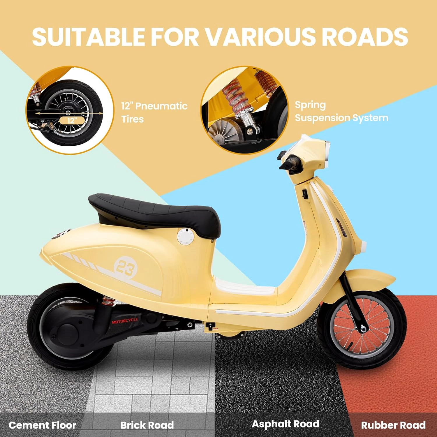 Enjyam 24V 350W Electric Dirt Bike for Kids 8–14, 14MPH Max, Waterproof, Rear Brake, LED Lights, 143 lbs Capacity
