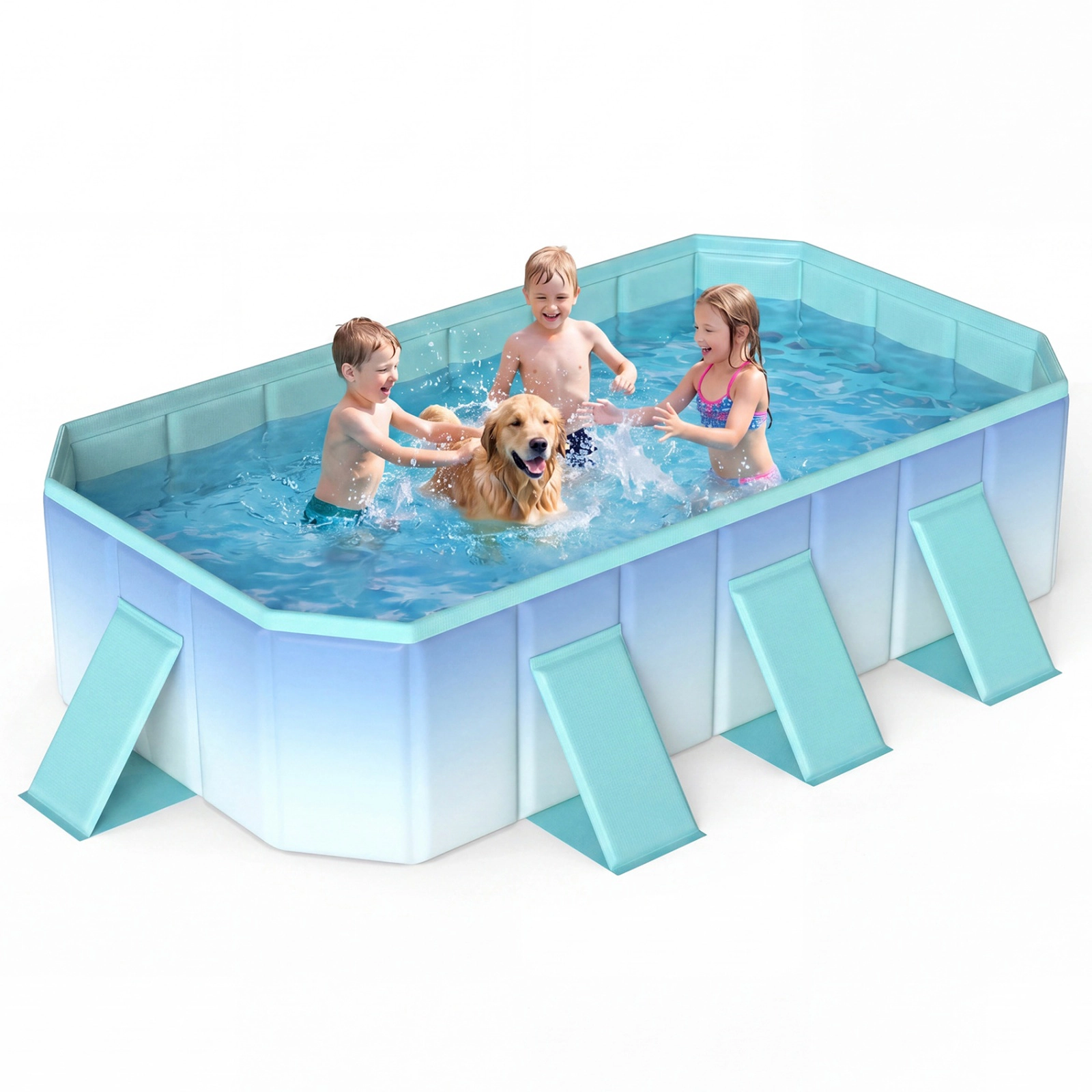 SUGIFT Green Gradient Foldable Above Ground Pool with 8 Support Panels 88-in W 20-in H 661-lb Pool Capacity