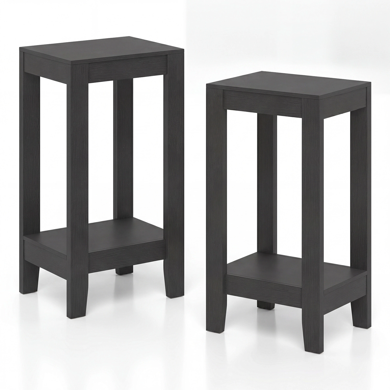 Hivvago Modern Two-Tier End Tables with Open Storage Shelf - Set of 2