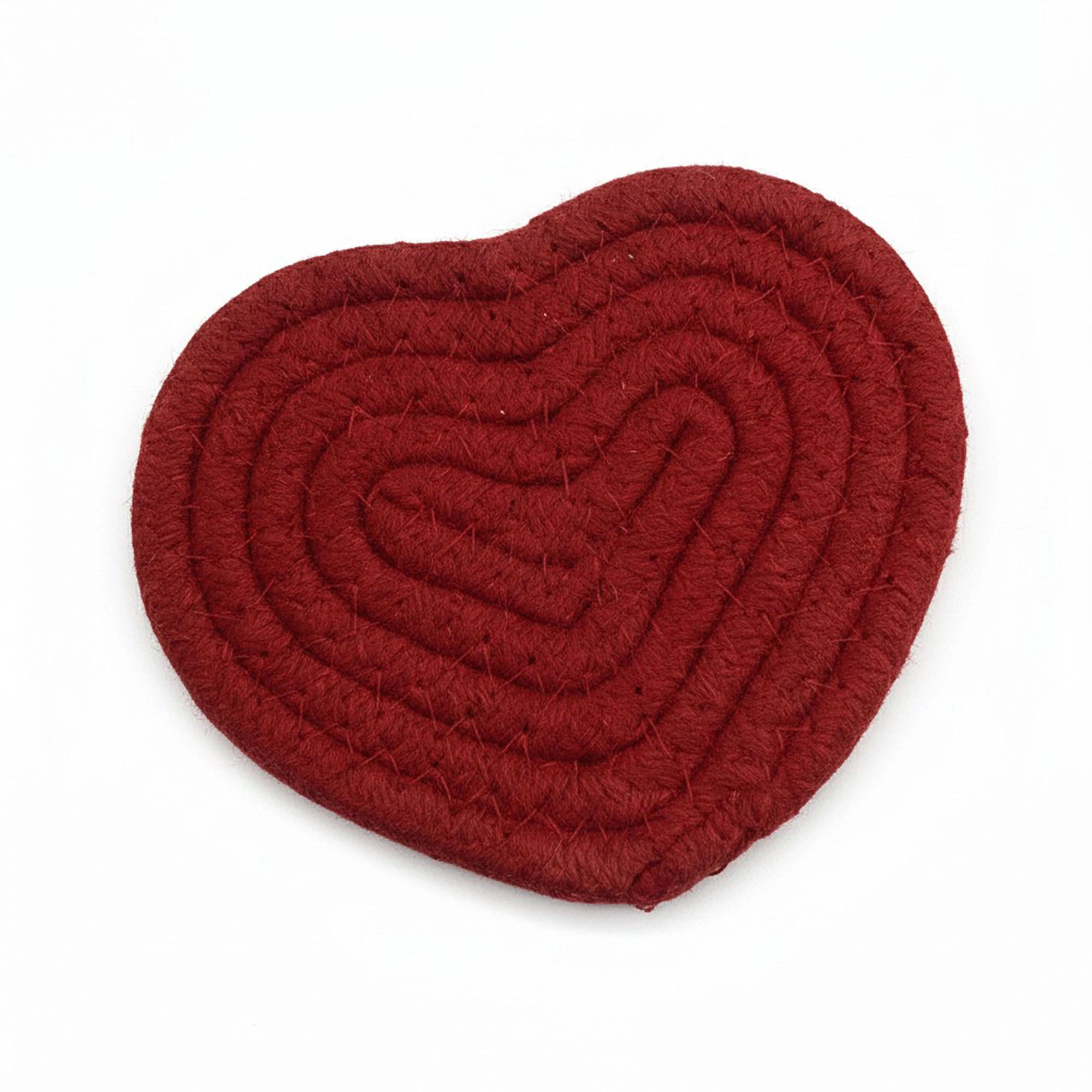 Alilang Unisex 2-PC Heart Shaped Braided Coaster Set Soft Table Protectors