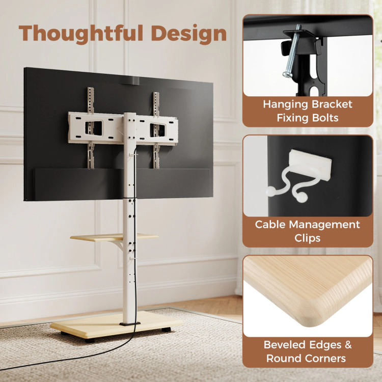 Hivvago Rolling Tv Stand On Wheels Mobile Tv Cart For 32-75 Inch Tvs Portable Av Cart