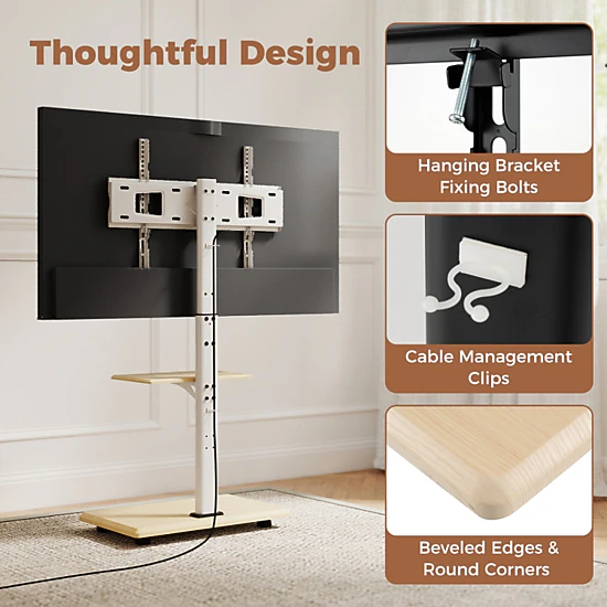 Hivvago Rolling Tv Stand On Wheels Mobile Tv Cart For 32-75 Inch Tvs Portable Av Cart