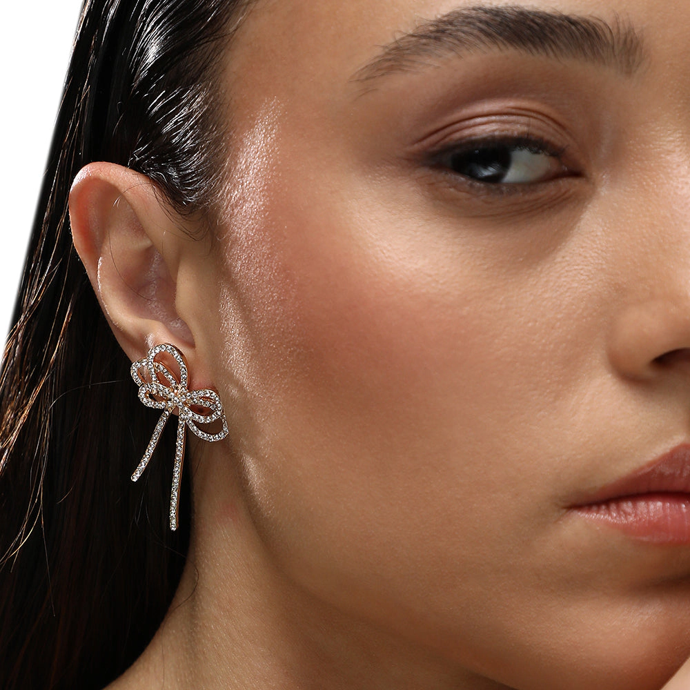 SOHI Women's Bow Drop Earrings - Chalice Silver