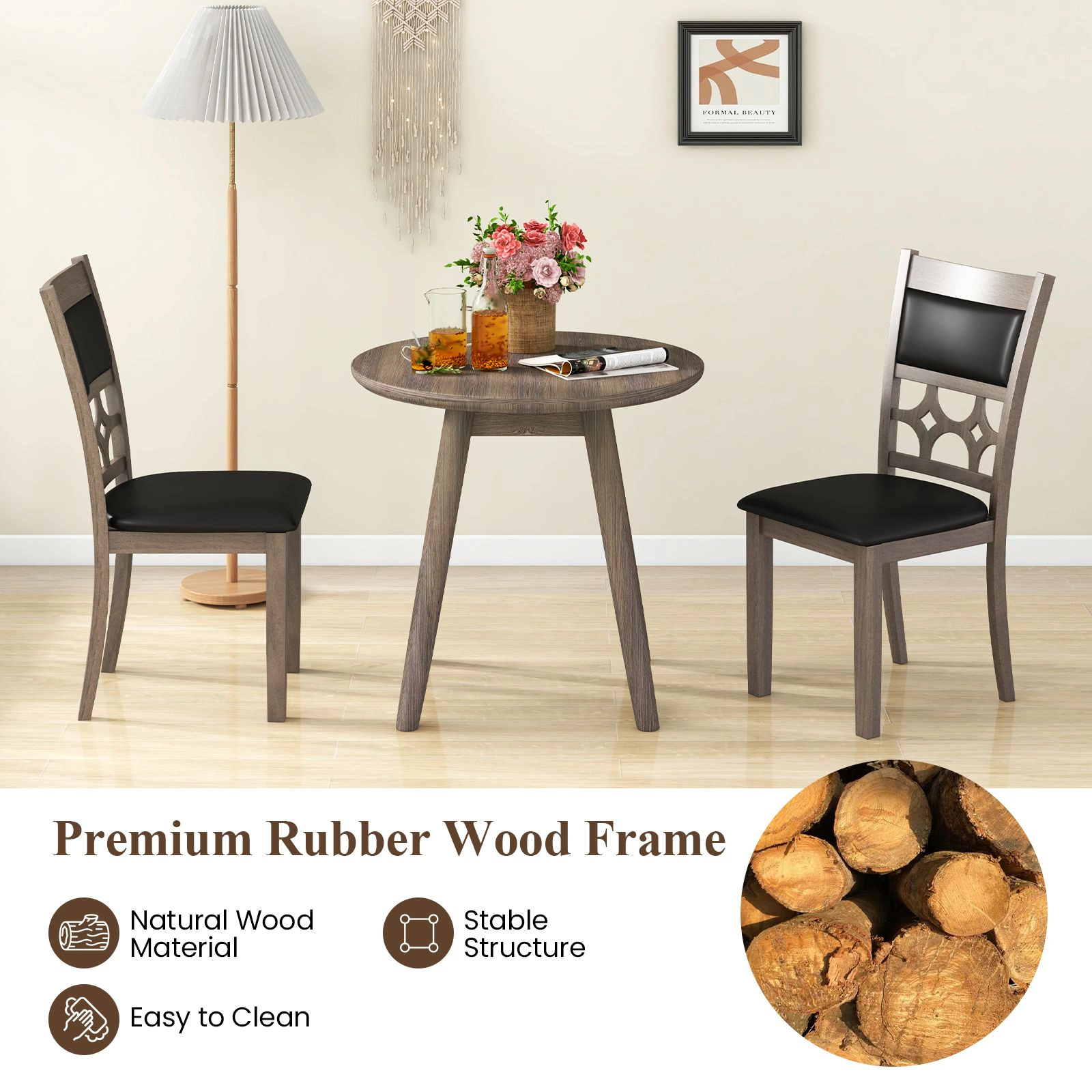 SlickBlue Farmhouse Dining Chairs Set of 2, Padded Seat, Cappuccino