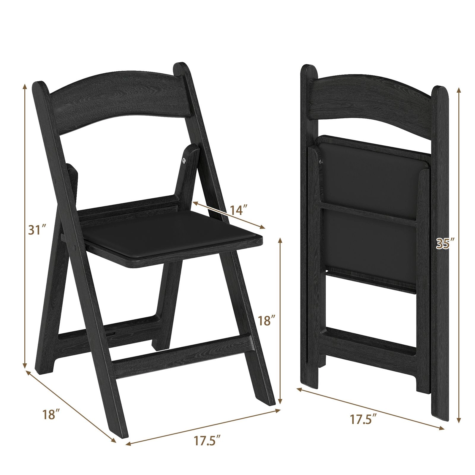 SlickBlue Unisex 4-Pack Resin Folding Chairs with Padded Seats