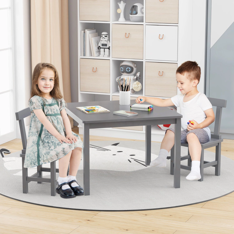 Hivvago Wooden Kids Table and 2 Chairs Set with Anti-slip Foot Pads