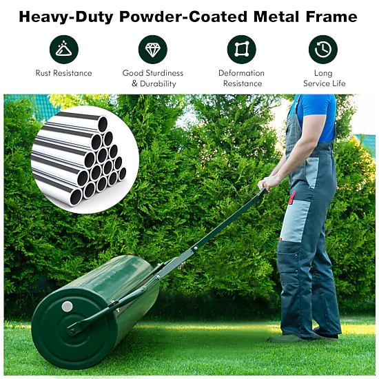 SUGIFT Green 39-in Wide Push and Tow Lawn Roller with Metal Frame 30 Gallon 35.5-in W 16-in D