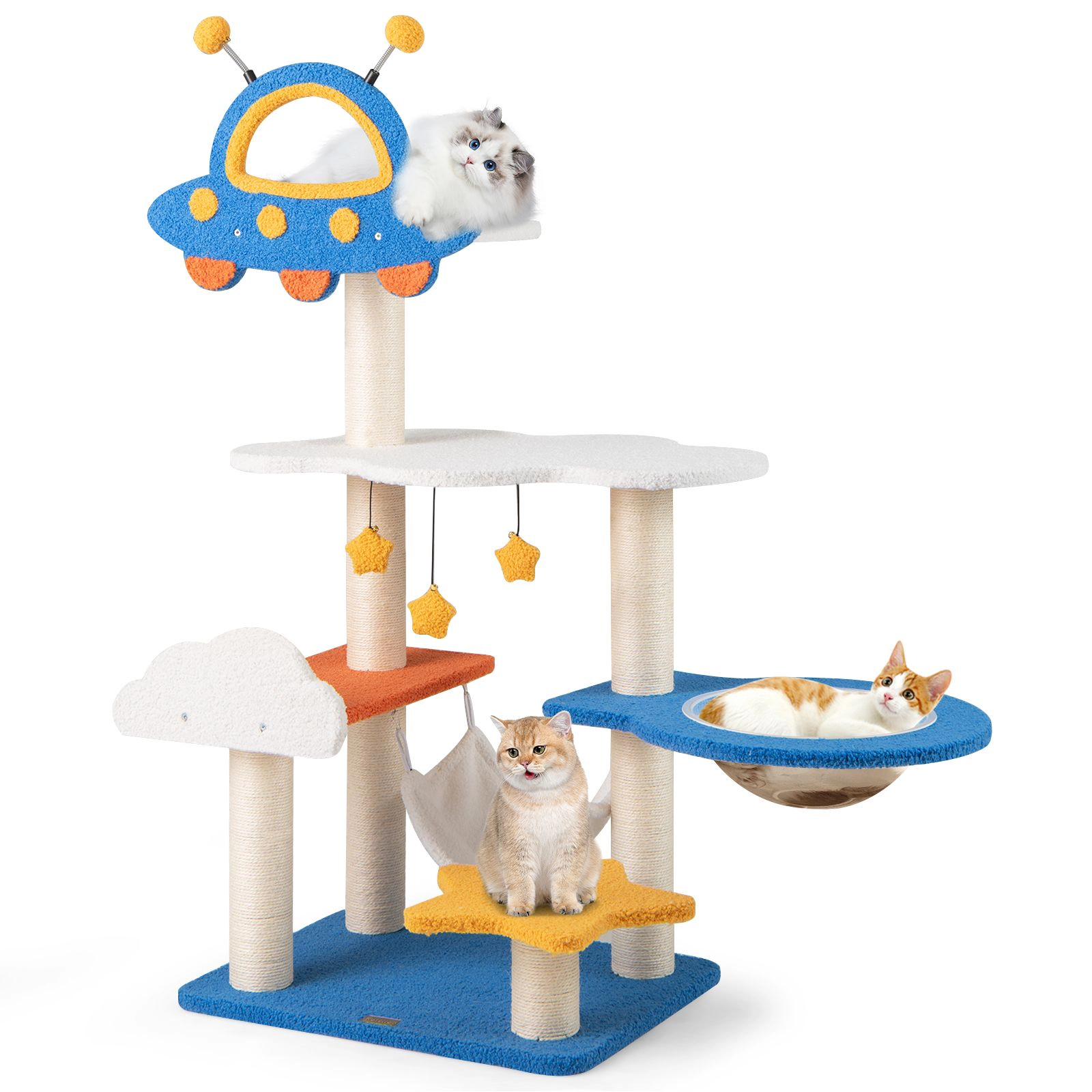 SlickBlue 49" Space Cat Tree with Capsule, Hammock & Scratching Posts