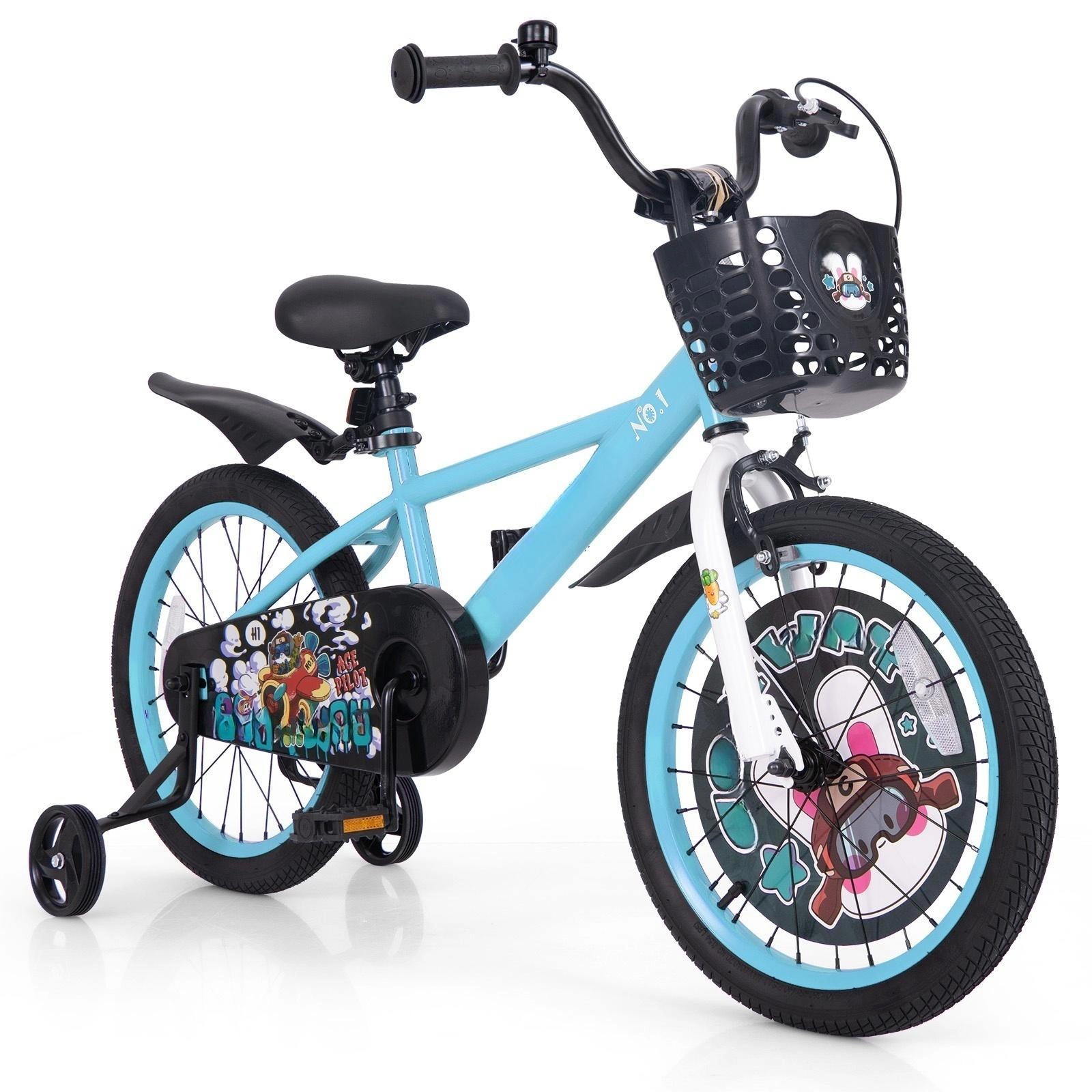 SUGIFT Kids Bicycle with Handbrake, Coaster Brake and Training Wheels 132-lb Capacity Ages 4-8 Blue