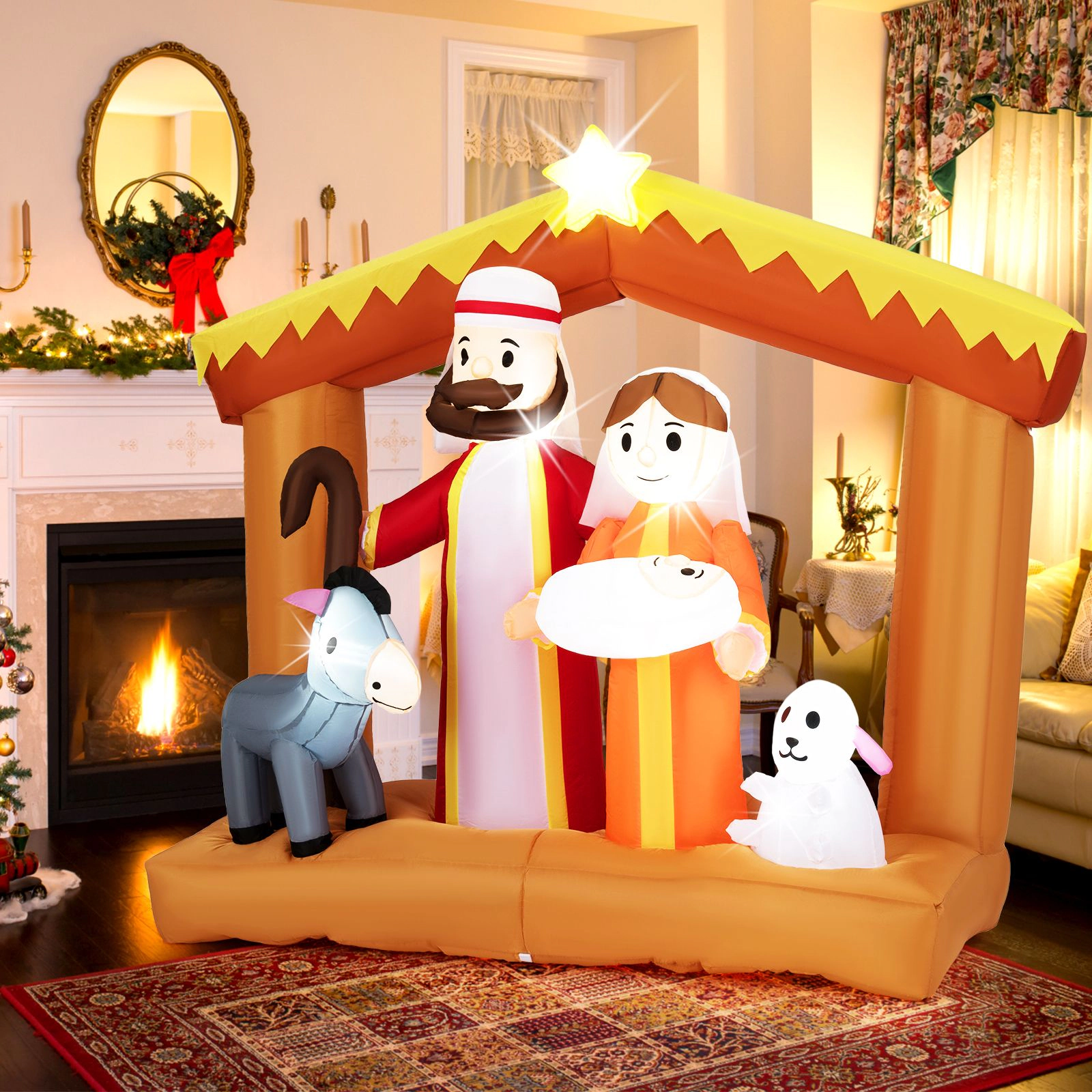 SlickBlue 6FT Christmas Nativity Scene Inflatable with LED Lights