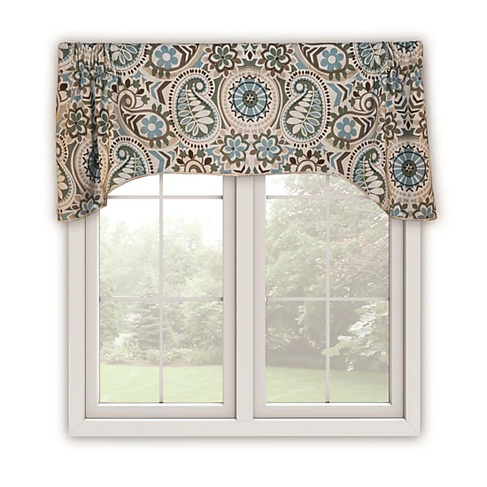 Ellis Curtain Paisley Prism Arch 3" Rod Pocket Valances for Windows 50" x 15" Latte