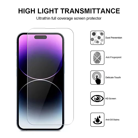 Qixxronics 3-Pack Screen Protector for iPhone 14 Pro Max 6.7" Tempered Glass Film Protector