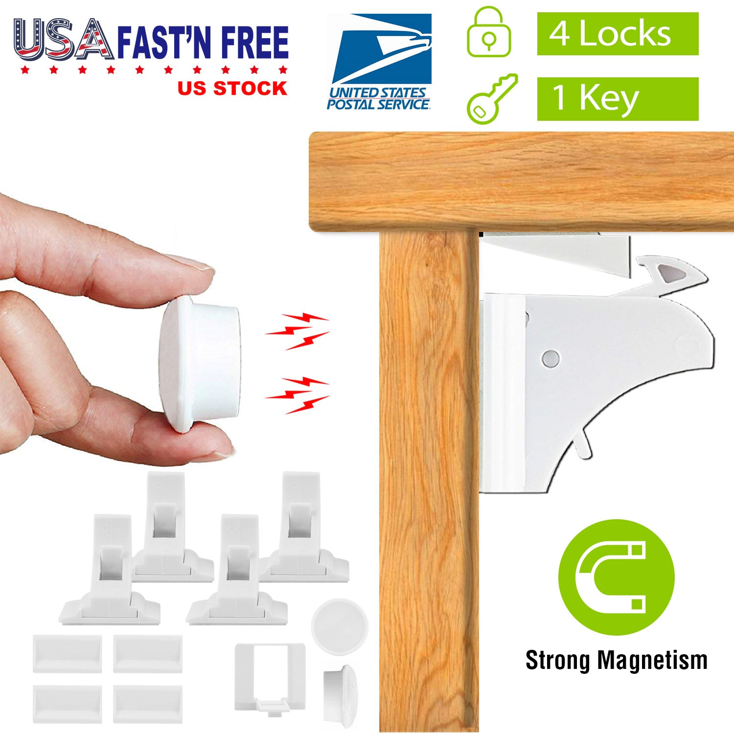 GBruno Kids' Kids' 4-Pc Magnetic Cabinet Safety Lock Set