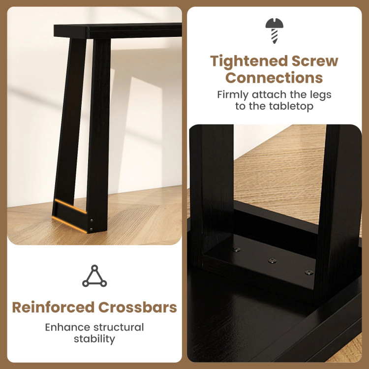 Hivvago Solid Rubber Wood Console Table 43Inch Narrow Entryway Table With Thick Tabletop And Stable Base