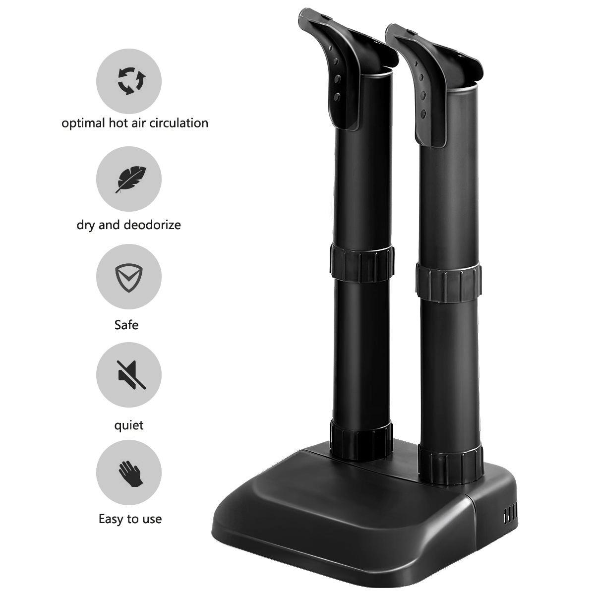 SUGIFT Black Electric Shoe and Boot Dryer with 2 Drying Bars and Continuous Mode 36W 10-in W 21.5-in H