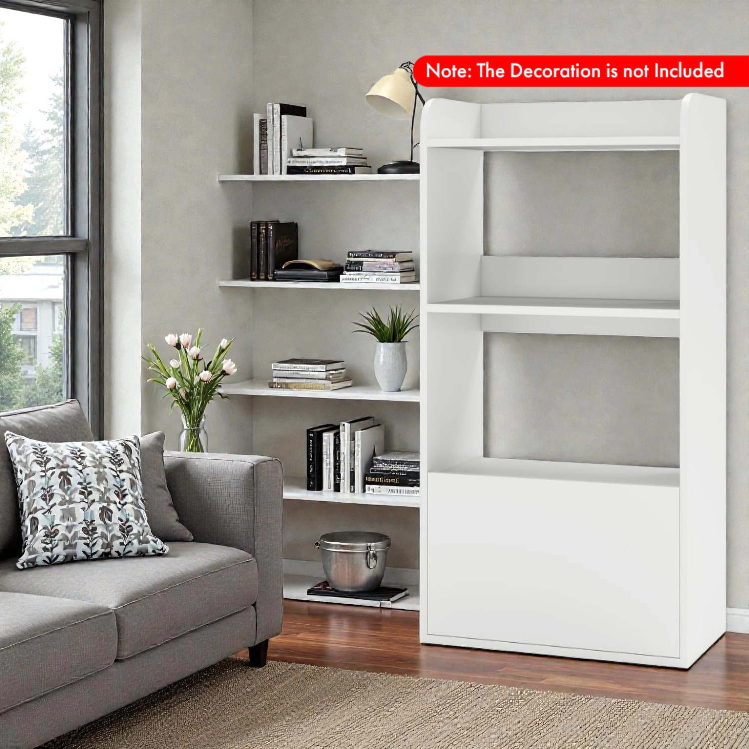 Hivvago Three-Level Freestanding Bookshelf with Display Shelves