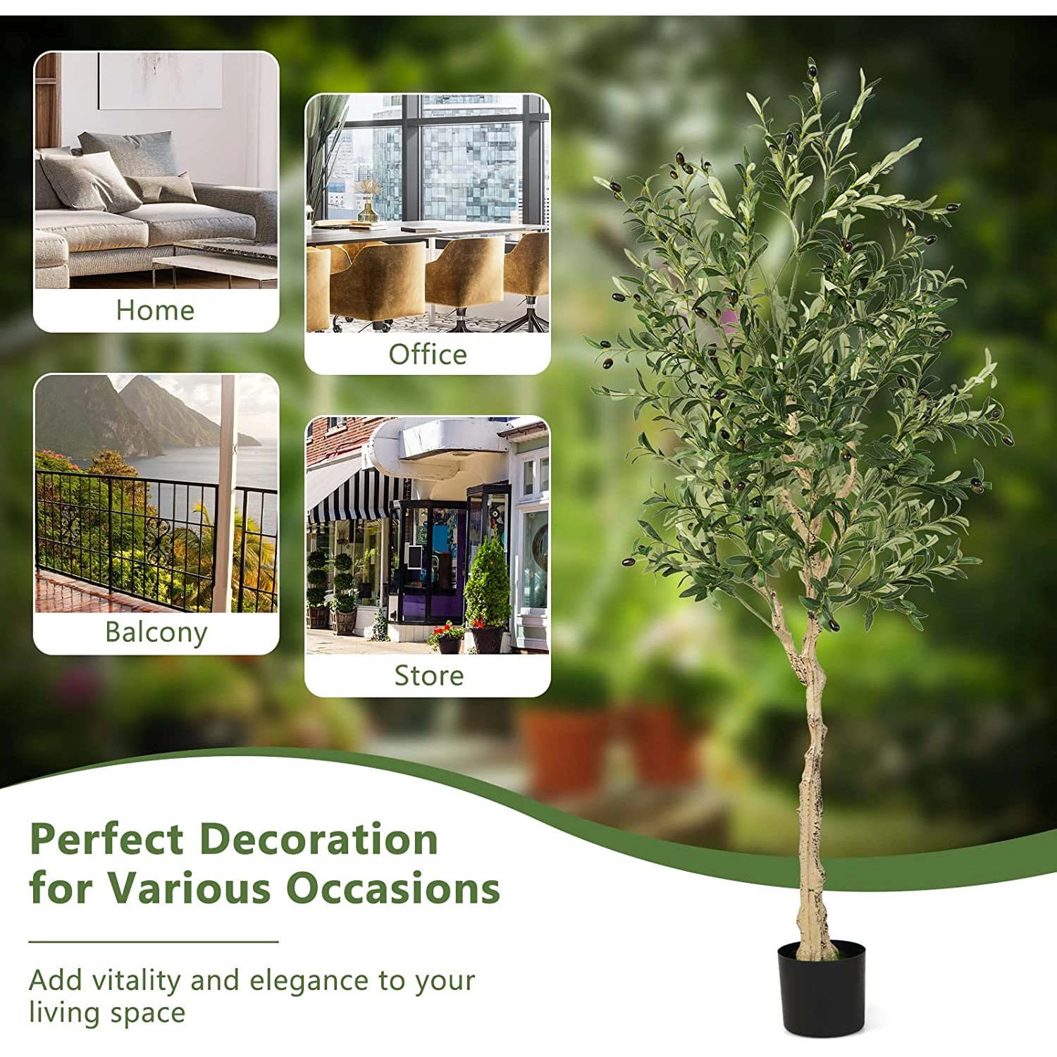 Slickblue Set of 2 6-Ft Artificial Olive Trees with Pots for Indoor Decor