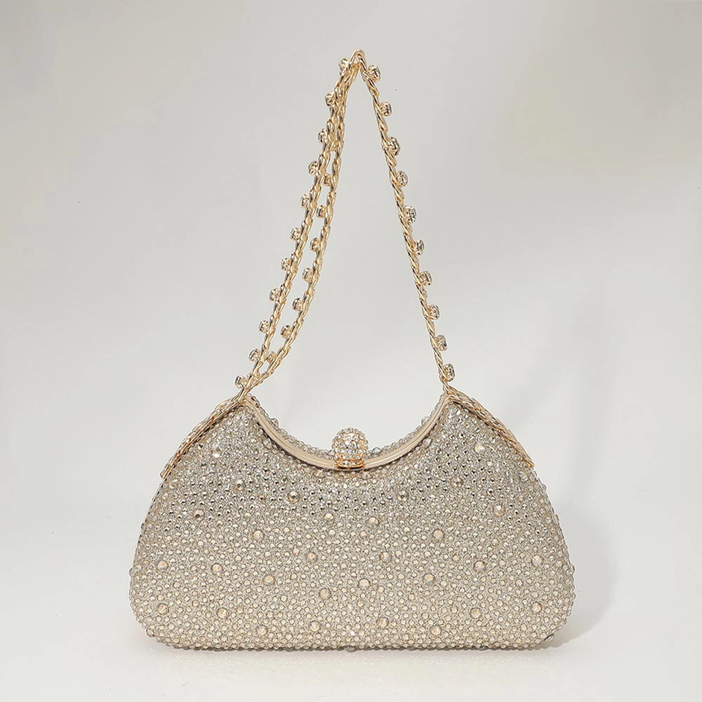FASHNZFAB Crystal Embellished Evening Clutch Bag